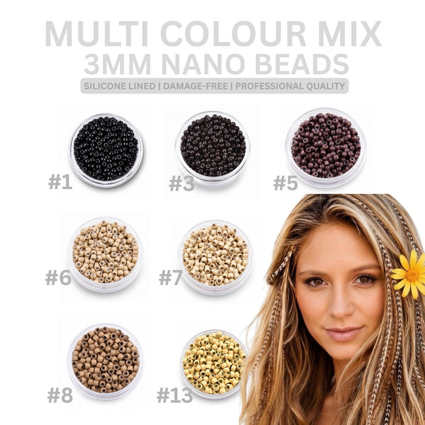 3mm nano hair extension beads silicone lined colour range for hair extensions hairstyling
