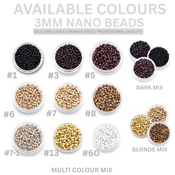 3mm nano hair extension beads silicone lined colour range for hair extensions hairstyling
