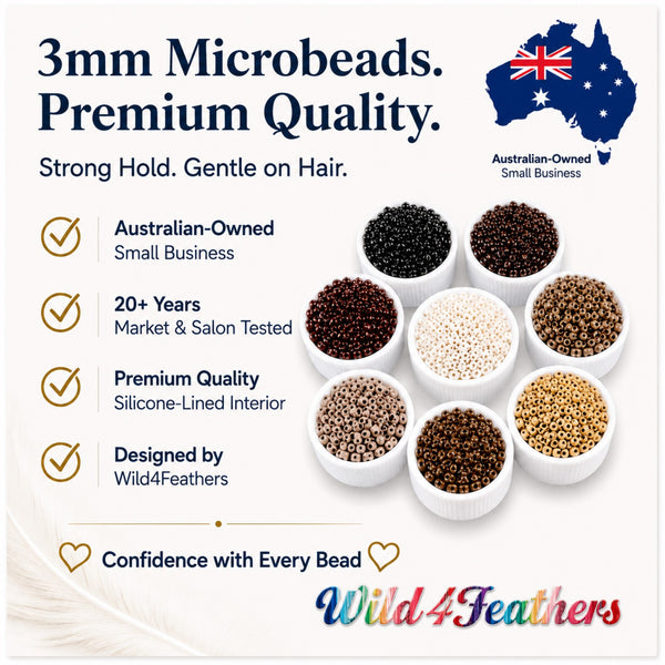 3mm silicone lined nano-beads for hair extensions in black brown blonde shades