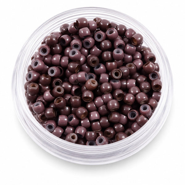 3mm nano hair extension beads silicone lined brown #5