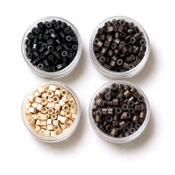 4mm silicone micro beads black dark brown blonde brown in jars