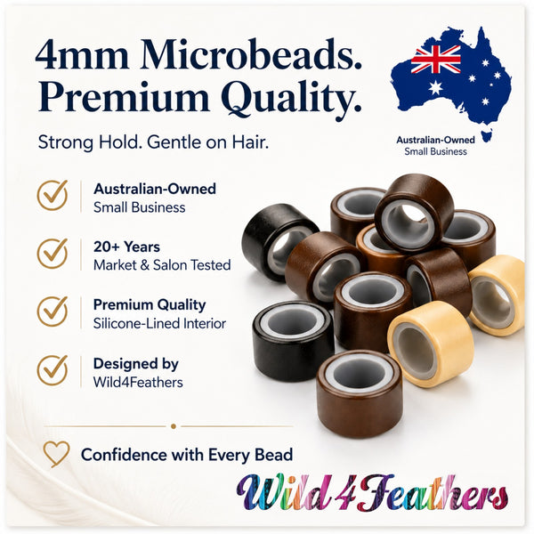 4mm silicone lined micro-beads for hair extensions in black brown blonde shades