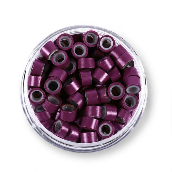 5mm micro hair extension beads burgundy #15 silicone lined micro rings