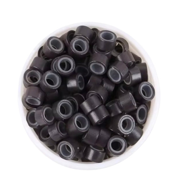 5mm micro hair extension beads dark brown #3 silicone lined micro rings
