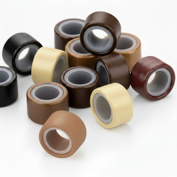5mm micro hair extension beads silicone lined micro rings colour range black brown blonde shades