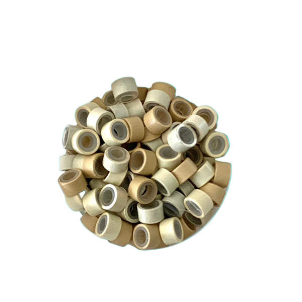 Collection of Hair Bead rings silicone lined on white background