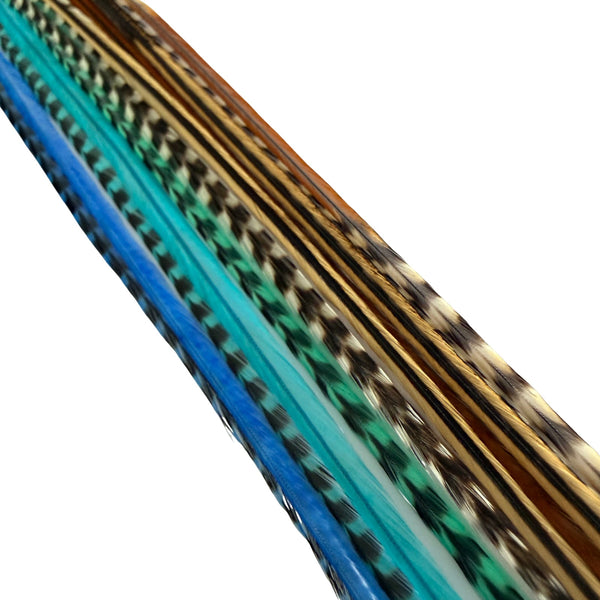 Close-up of feather extensions on a white background