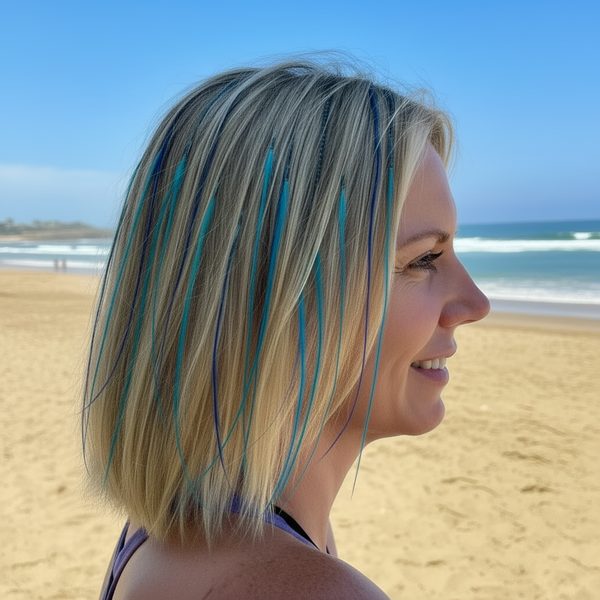 16 Blue & Naturals Feather Extensions Medium Lengths