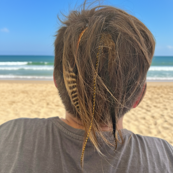 Fawn Grizzly Natural Hair Feathers