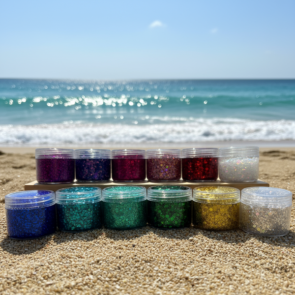 CHunky Glitter in sand at beach