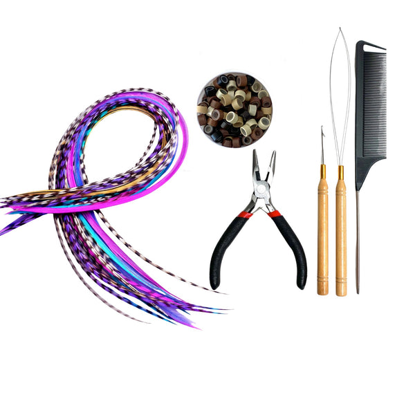 20 XXL Multi Colour Feather Extensions Mix