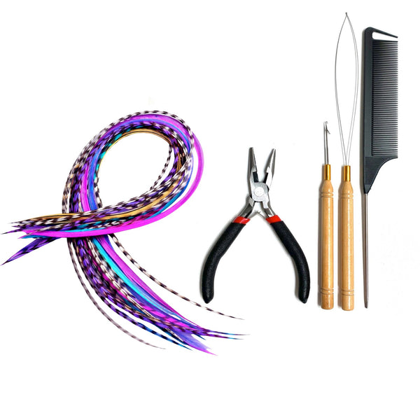 20 XXL Multi Colour Feather Extensions Mix