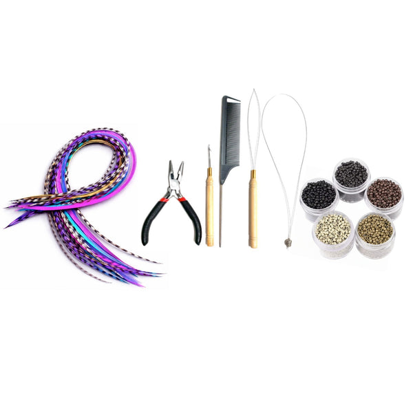 20 XXL Multi Colour Feather Extensions Mix