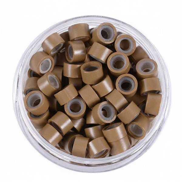 Dark Blonde #8 5mm Micro-bead rings for hair and feather extensions 