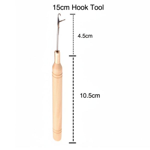 15cm hook tool with measurements on a white background