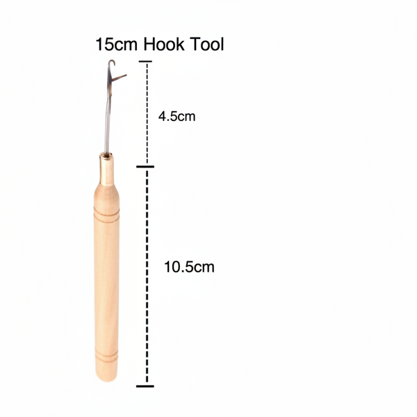 15cm hook tool with measurements on a white background