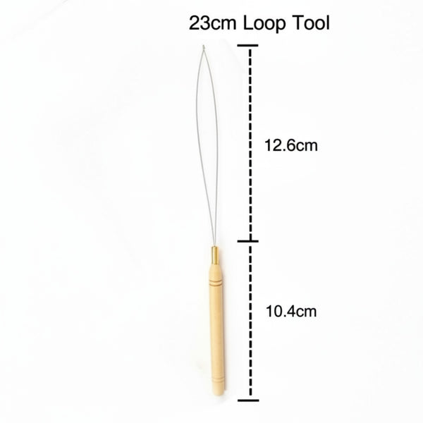 23cm loop tool with measurements on a white background