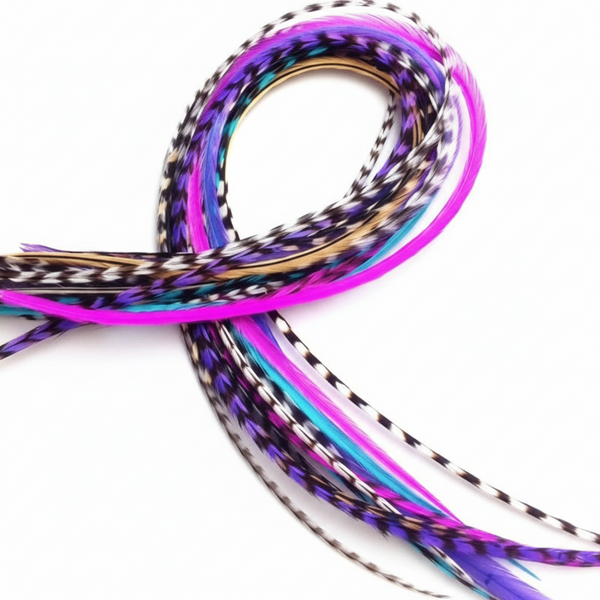 Pink Purple Turquoise Naturals Mix 20 XXL Mermaid Long Feathers