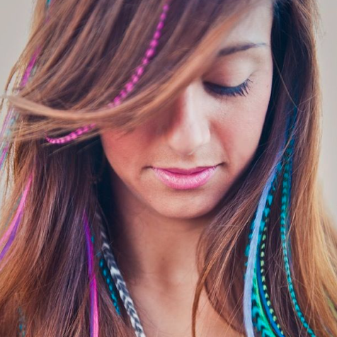 Pink and Blue Hair Feathers