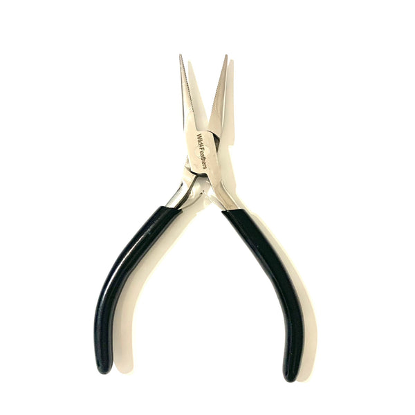 Pair of pliers with black handles on a white background