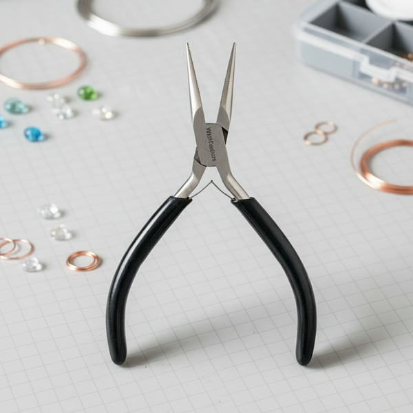 Pair of pliers with black handles on a white background