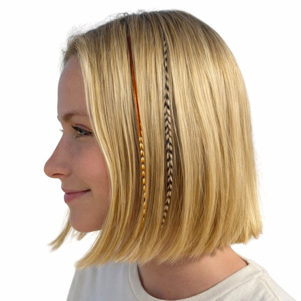 caramel cree feather hair extensions blonde hair natural medium long feathers