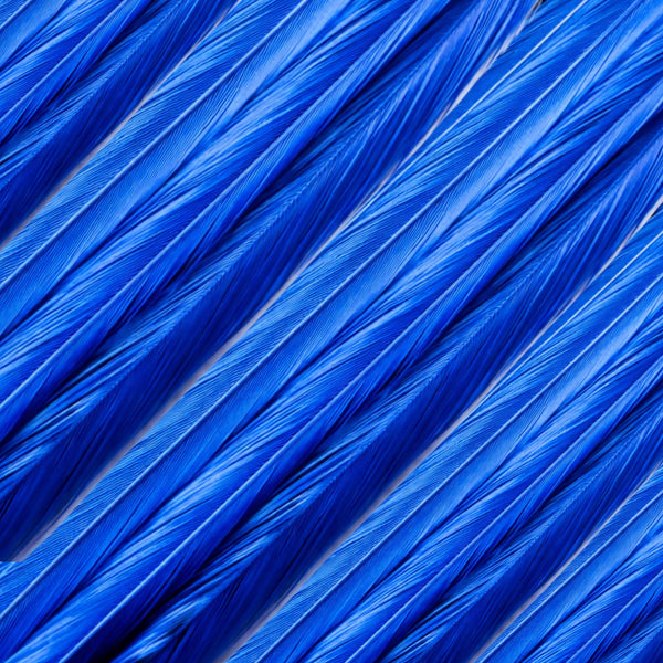 close up of dark blue solid feather hair extensions in regular width ,real hair feathers for feather hairstyling