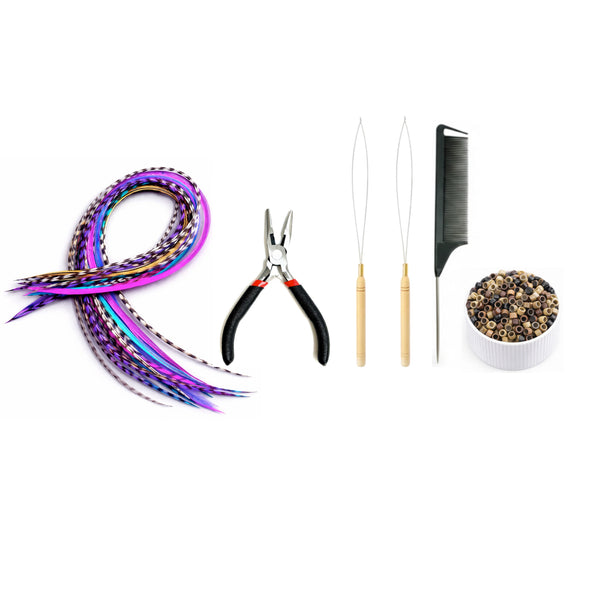 20 XXL Multi Colour Feather Extensions Mix