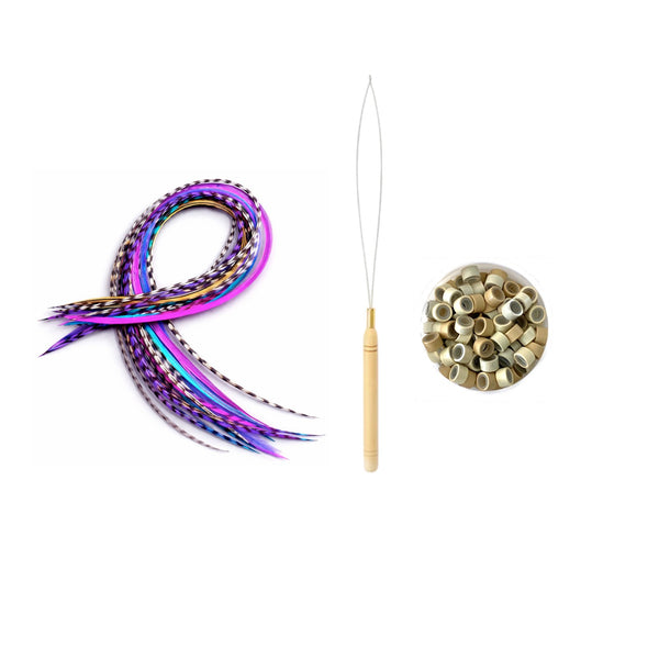 20 XXL Multi Colour Feather Extensions Mix