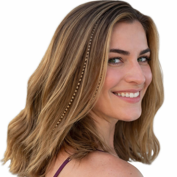 natural feather hair extensions blonde brown mix skinny long medium long real feathers in hair