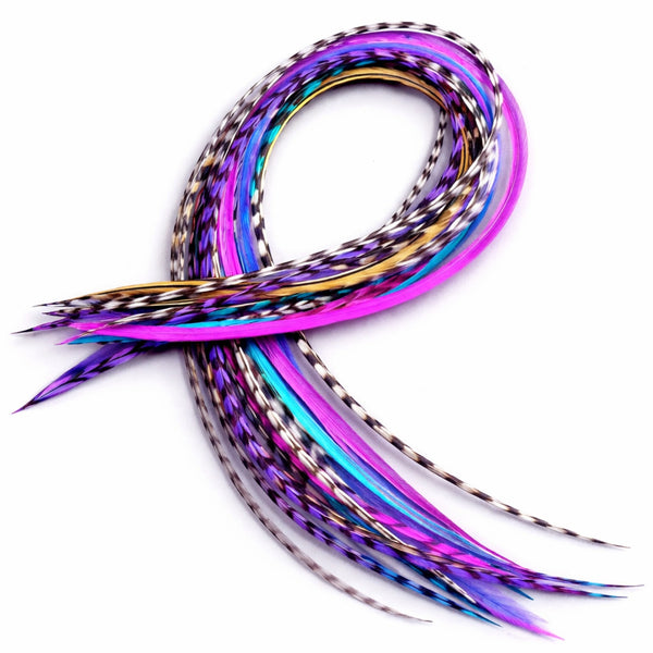 Multicolor Feather Extensions Mix 10 XXL