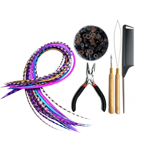 20 XXL Multi Colour Feather Extensions Mix