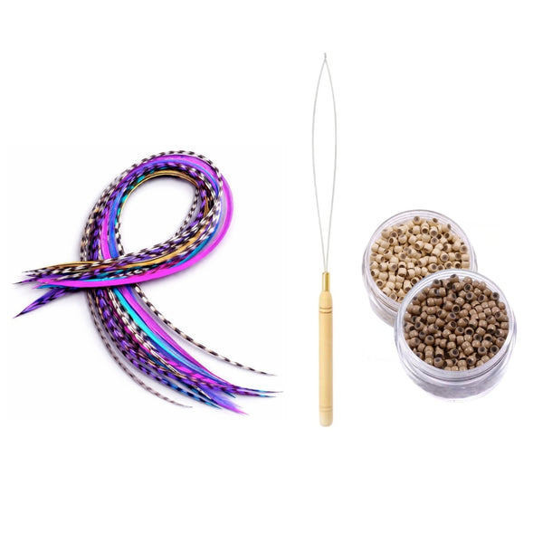 20 XXL Multi Colour Feather Extensions Mix