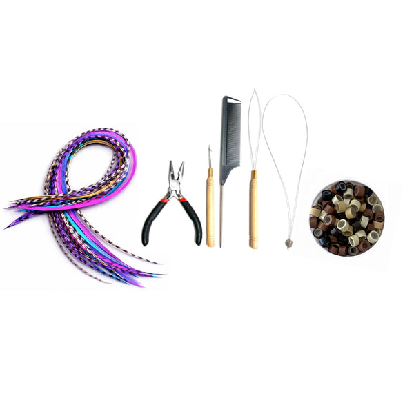 20 XXL Multi Colour Feather Extensions Mix