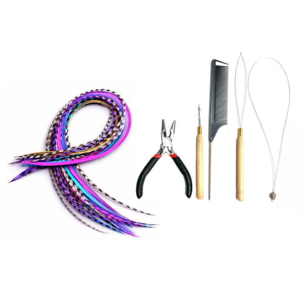 20 XXL Multi Colour Feather Extensions Mix