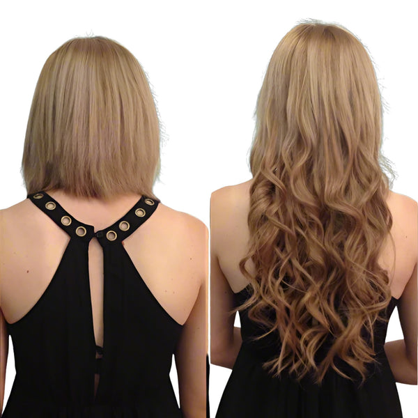 nano hair extensions before and after long blonde hair results