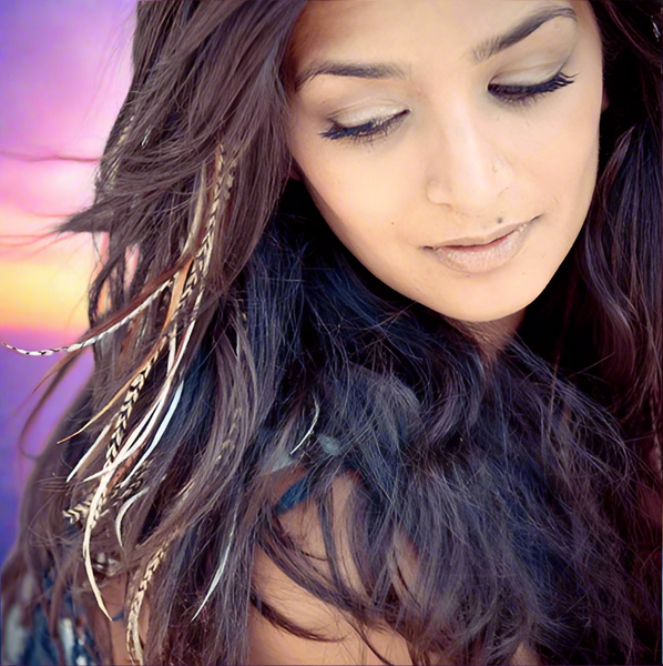 Girl with feathers in hair