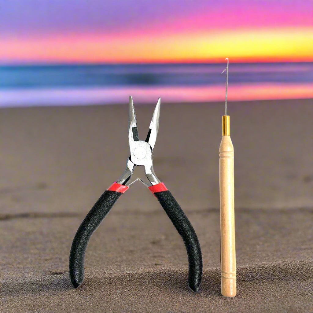 Hook Tool Kit of pliers, hook tool and microbead colours 