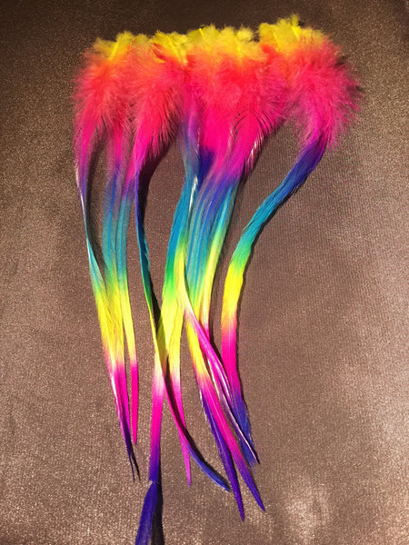 Rainbow Feathers 100 Pack Solid Grizzly Standard Lengths