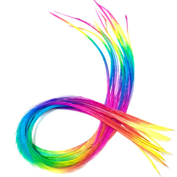 Rainbow Feathers 100 Pack Solid Grizzly Standard Lengths
